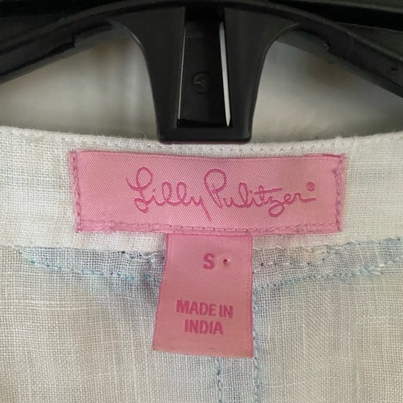 Lilly Pulitzer Amelia Island Embroidered Linen Tunic Top White Size Small - Picture 7 of 10